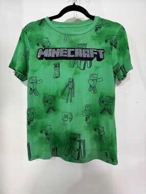 Kids Minecraft Green Graphic Tee Size Large